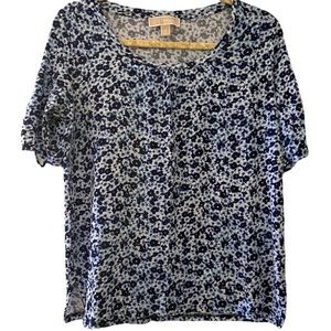 Michael Kors Boho Blue Floral Blouse Top Medium